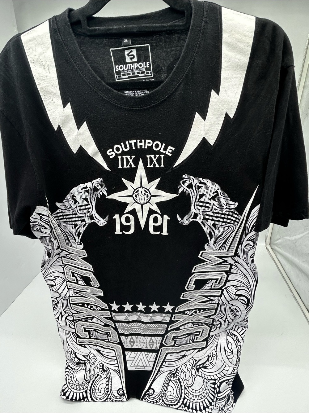 Vintage Southpole Truth and Liberty Graphic T-shirt Mirrored Roaring Tigers XL
